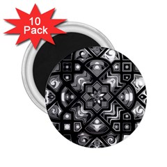 Geometric Line Art Background In Black And White 2 25  Magnets (10 Pack)  by Simbadda