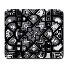 Geometric Line Art Background In Black And White Large Mousepads by Simbadda