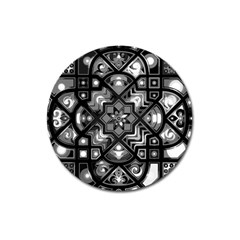 Geometric Line Art Background In Black And White Magnet 3  (round) by Simbadda