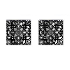 Geometric Line Art Background In Black And White Cufflinks (square) by Simbadda