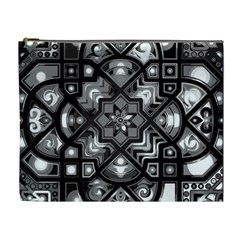 Geometric Line Art Background In Black And White Cosmetic Bag (xl) by Simbadda