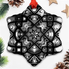 Geometric Line Art Background In Black And White Snowflake Ornament (two Sides) by Simbadda