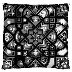 Geometric Line Art Background In Black And White Large Flano Cushion Case (one Side) by Simbadda