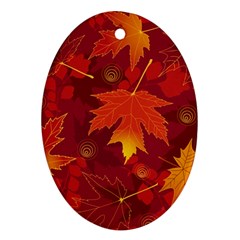 Autumn Leaves Fall Maple Oval Ornament (two Sides) by Simbadda