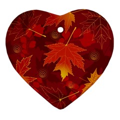 Autumn Leaves Fall Maple Heart Ornament (two Sides) by Simbadda