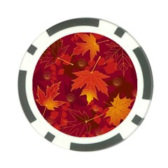 Autumn Leaves Fall Maple Poker Chip Card Guard (10 Pack) by Simbadda