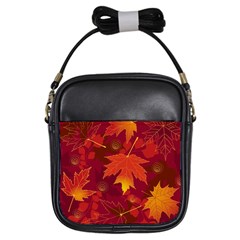 Autumn Leaves Fall Maple Girls Sling Bags by Simbadda