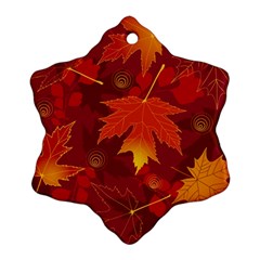 Autumn Leaves Fall Maple Snowflake Ornament (two Sides) by Simbadda