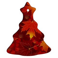 Autumn Leaves Fall Maple Christmas Tree Ornament (two Sides) by Simbadda