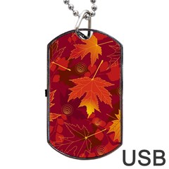 Autumn Leaves Fall Maple Dog Tag Usb Flash (one Side) by Simbadda