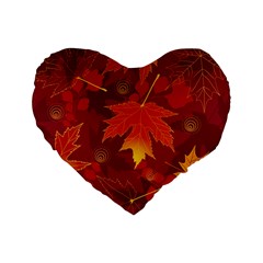 Autumn Leaves Fall Maple Standard 16  Premium Heart Shape Cushions by Simbadda