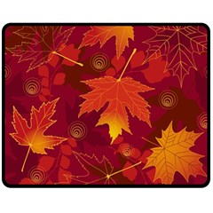 Autumn Leaves Fall Maple Double Sided Fleece Blanket (medium)  by Simbadda