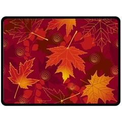 Autumn Leaves Fall Maple Double Sided Fleece Blanket (large)  by Simbadda