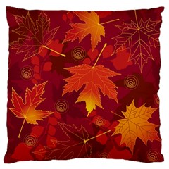 Autumn Leaves Fall Maple Large Flano Cushion Case (one Side) by Simbadda