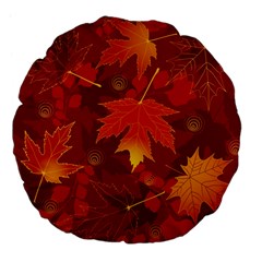 Autumn Leaves Fall Maple Large 18  Premium Flano Round Cushions by Simbadda