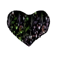 Floral Pattern Background Standard 16  Premium Heart Shape Cushions