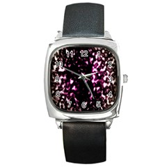 Background Structure Magenta Brown Square Metal Watch by Simbadda