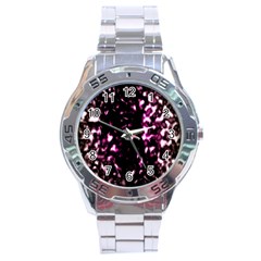 Background Structure Magenta Brown Stainless Steel Analogue Watch by Simbadda