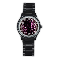 Background Structure Magenta Brown Stainless Steel Round Watch by Simbadda