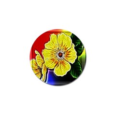 Beautiful Fractal Flower In 3d Glass Frame Golf Ball Marker by Simbadda