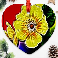 Beautiful Fractal Flower In 3d Glass Frame Heart Ornament (two Sides) by Simbadda