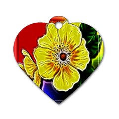 Beautiful Fractal Flower In 3d Glass Frame Dog Tag Heart (two Sides) by Simbadda