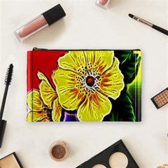 Beautiful Fractal Flower In 3d Glass Frame Cosmetic Bag (medium)  by Simbadda