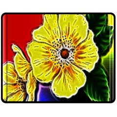 Beautiful Fractal Flower In 3d Glass Frame Fleece Blanket (medium)  by Simbadda