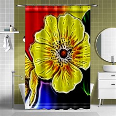 Beautiful Fractal Flower In 3d Glass Frame Shower Curtain 48  X 72  (small)  by Simbadda