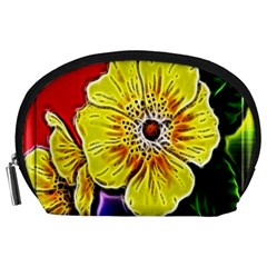 Beautiful Fractal Flower In 3d Glass Frame Accessory Pouches (large)  by Simbadda