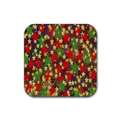 Star Abstract Multicoloured Stars Background Pattern Rubber Coaster (square)  by Simbadda