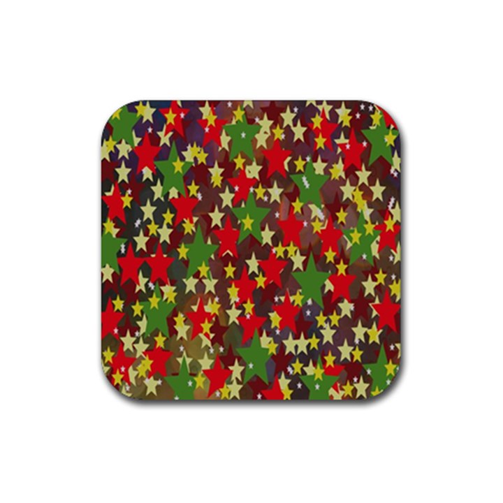 Star Abstract Multicoloured Stars Background Pattern Rubber Coaster (Square) 