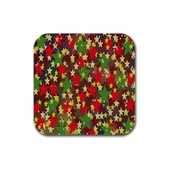 Star Abstract Multicoloured Stars Background Pattern Rubber Square Coaster (4 Pack)  by Simbadda