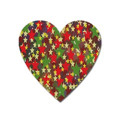 Star Abstract Multicoloured Stars Background Pattern Heart Magnet by Simbadda