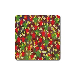 Star Abstract Multicoloured Stars Background Pattern Square Magnet by Simbadda