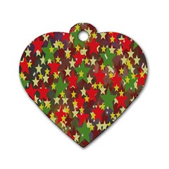 Star Abstract Multicoloured Stars Background Pattern Dog Tag Heart (two Sides) by Simbadda