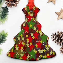 Star Abstract Multicoloured Stars Background Pattern Christmas Tree Ornament (two Sides) by Simbadda