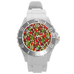 Star Abstract Multicoloured Stars Background Pattern Round Plastic Sport Watch (l) by Simbadda