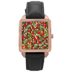 Star Abstract Multicoloured Stars Background Pattern Rose Gold Leather Watch  by Simbadda