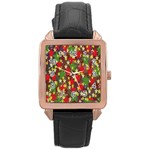 Star Abstract Multicoloured Stars Background Pattern Rose Gold Leather Watch  Front