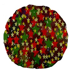 Star Abstract Multicoloured Stars Background Pattern Large 18  Premium Flano Round Cushions by Simbadda