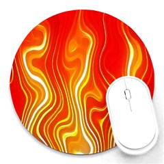 Fire Flames Abstract Background Round Mousepads by Simbadda