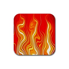 Fire Flames Abstract Background Rubber Coaster (square)  by Simbadda