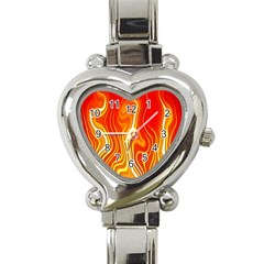 Fire Flames Abstract Background Heart Italian Charm Watch by Simbadda