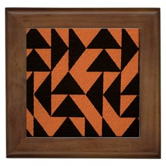 Brown Triangles Background Framed Tiles by Simbadda