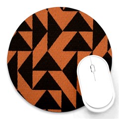 Brown Triangles Background Round Mousepads