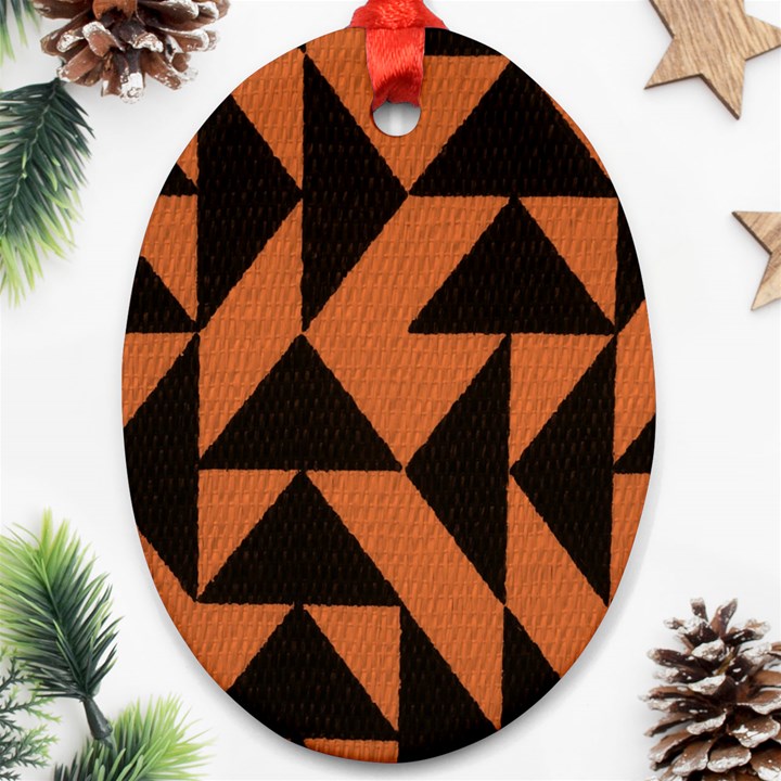 Brown Triangles Background Ornament (Oval)