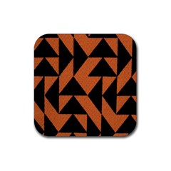 Brown Triangles Background Rubber Coaster (Square) 