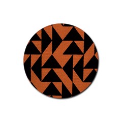 Brown Triangles Background Rubber Coaster (Round) 