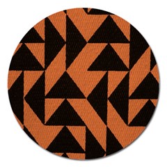 Brown Triangles Background Magnet 5  (round) by Simbadda